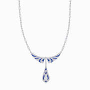Art Deco Style Drop Sapphire & Diamond Necklace - Shahin Jewelry